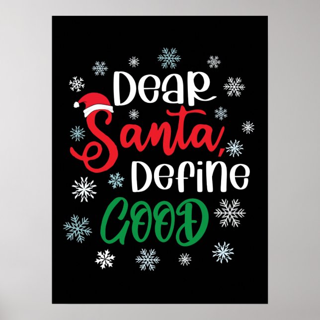 Poster Cher Père Noël Définir bon Noël drôle (Devant)