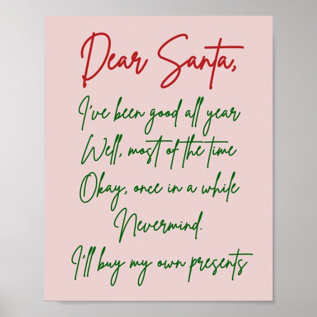 Poster Cher Père Noël, j'achèterai mes propres affaires F (Devant)