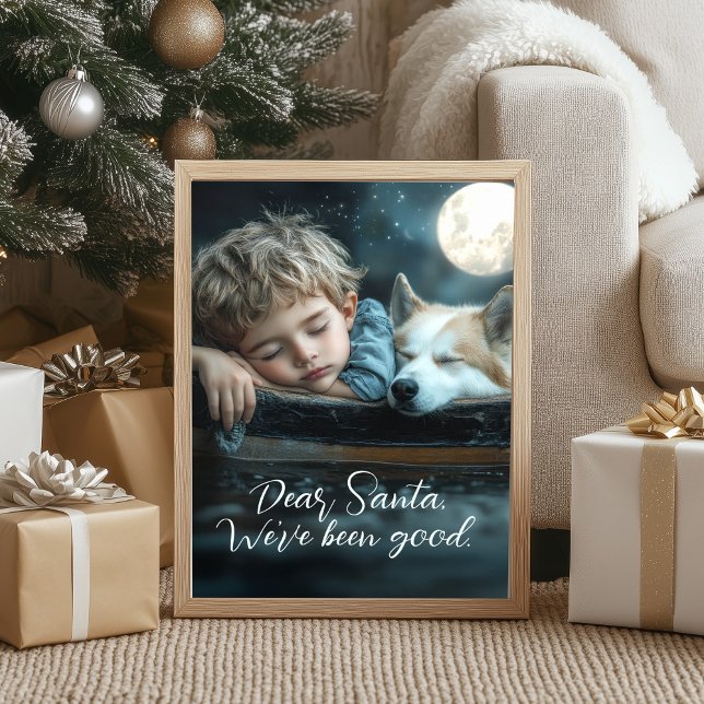 Poster Cher Père Noël, nous avons été une bonne photo de  (Personalize your holiday decor this year!)