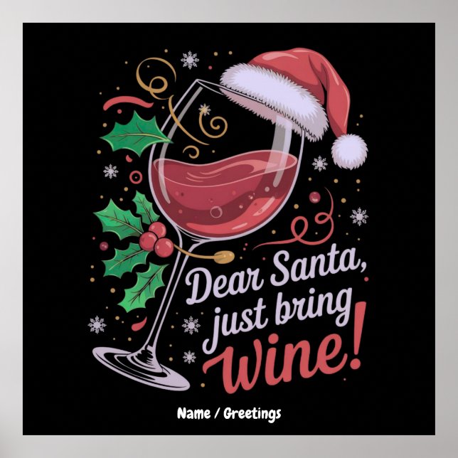 Poster Cher Père Noël S'Il Vous Plaît Apportez Du Vin Drô (Devant)