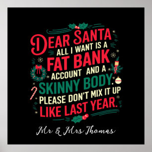 Poster Cher Père Noël Tout Ce Que Je Veux C'Est Compte Ba