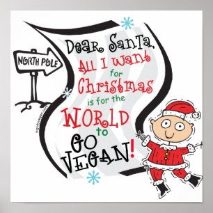 Poster Cher Père Noël Vegan Wish