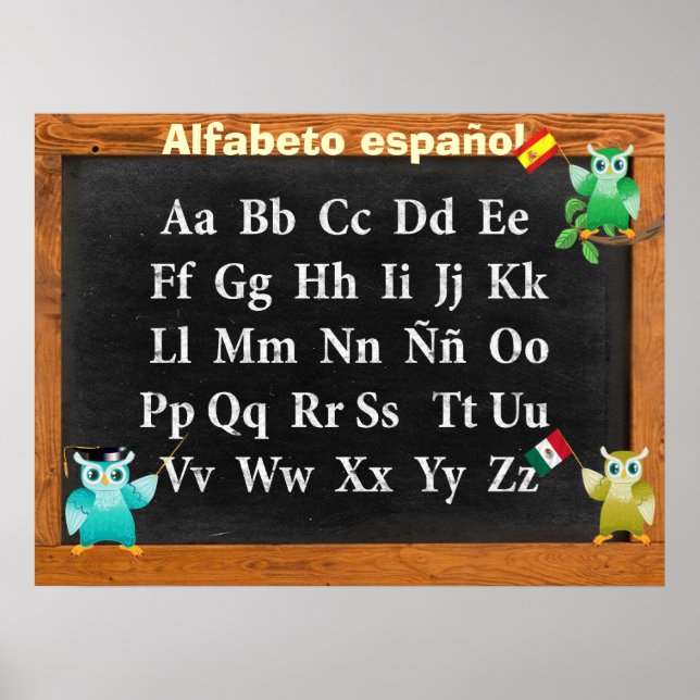 Poster Cher Professeur Owl Buho Alfabeto español (Devant)