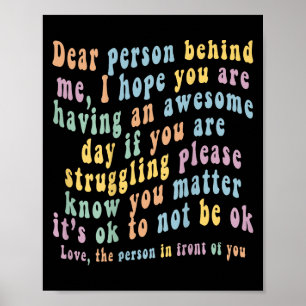 Poster Chère personne derrière moi