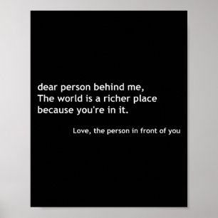 Poster Chère personne derrière moi, Citation aimante Stiv