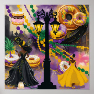 Poster Cherish the Night - Mardi Gras Design influencé