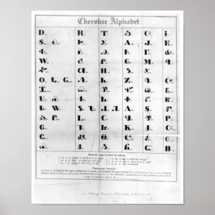 Poster Cherokee Alphabet, "Lithographie" de Pendelton