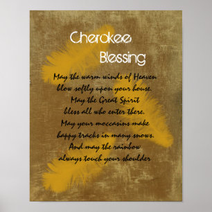 Poster Cherokee bénédiction Plumes dorées