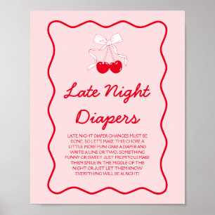 Poster Cherry Baby shower Late Night Diapers Jeu