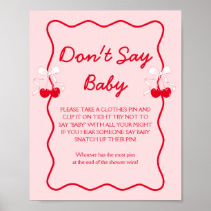 Poster Cherry Baby shower Ne pas dire Baby Game