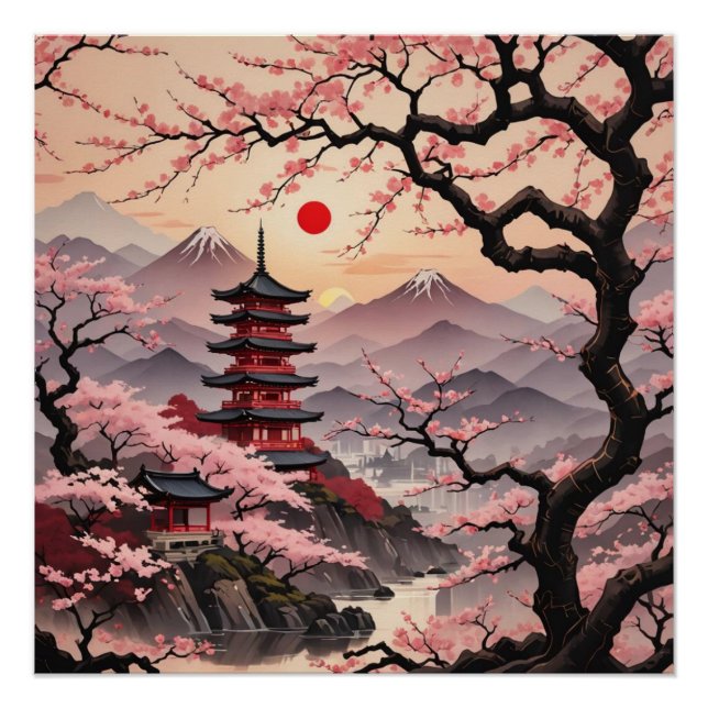 Poster cherry blossom (Devant)