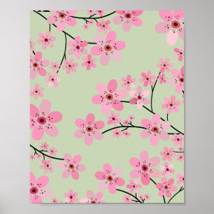 Poster Cherry Blossom 07 Pastel Green