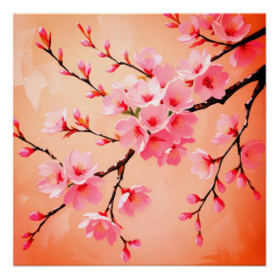 Poster Cherry Blossom Coussin - Elégant Sakura Jeter Cush