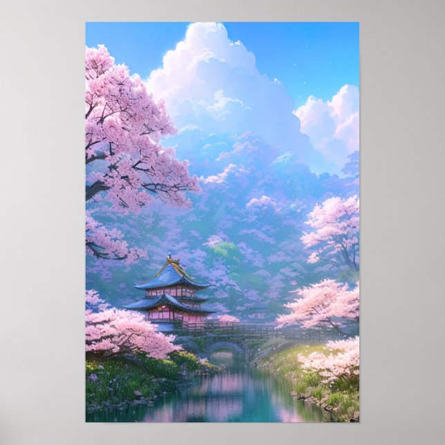 Poster Cherry Blossom Riverside Retraite (Devant)