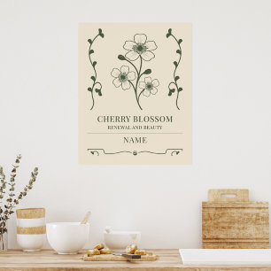 Poster Cherry Blossom Wall Art - Nom personnalisé Cadeau
