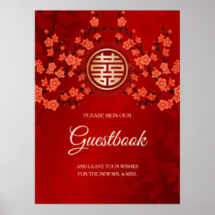 Poster Cherry Blossoms Livre d'invité Mariage chinois
