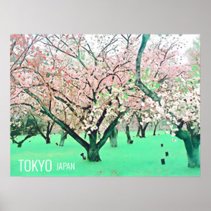 Poster Cherry Blossoms Sakura Tokyo imprimé voyage Japon
