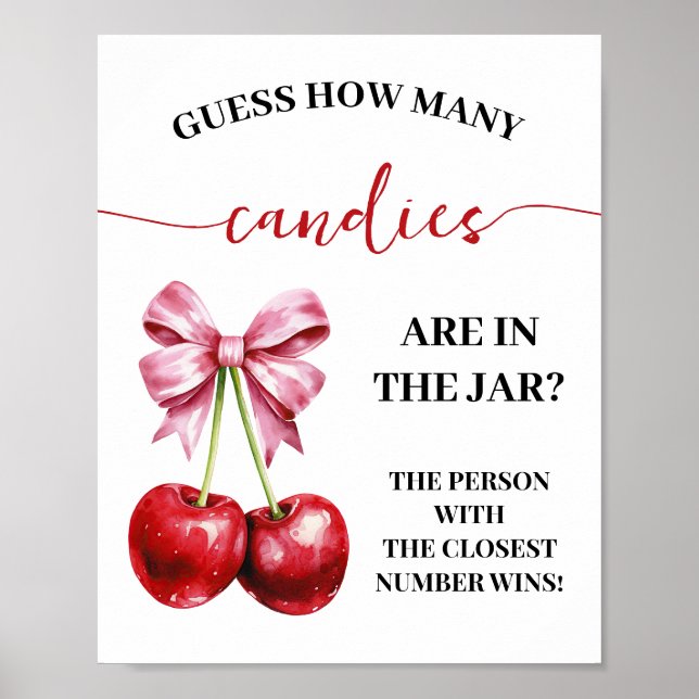 Poster Cherry Coquette Combien de bonbons Jeu de douche S (Devant)
