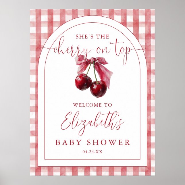 Poster Cherry On Top Baby Shower Welcome Sign (Devant)