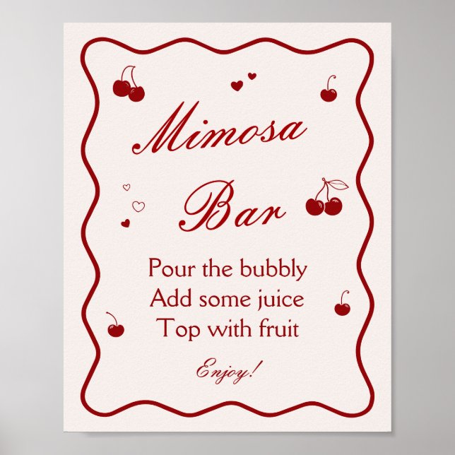 Poster Cherry On Top Bridal Shower Mimosa Bar (Devant)