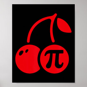 Poster Cherry Pi Day Funny Math Nerd Pie Enseignant 3.14