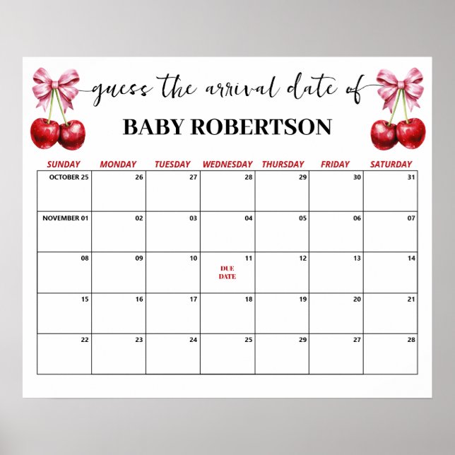 Poster Cherry Pink Coquette Baby Guess Date d'échéance Ca (Devant)