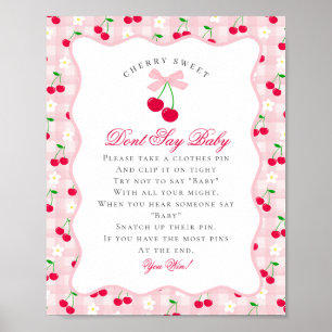 Poster Cherry Sweet Pink Coquette Bow Ne pas dire bébé Si