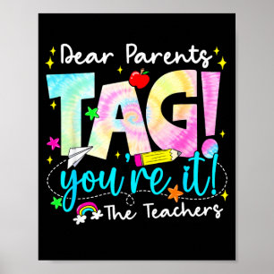 Poster Chers parents tag amour enseignant dernier jour d'