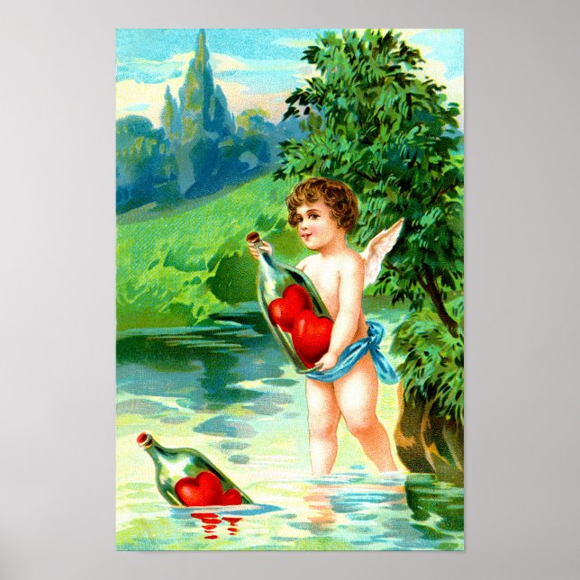 Poster Cherub et coeurs (Devant)