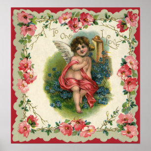 Poster Cherub victorien de la Saint-Valentin vintage au t