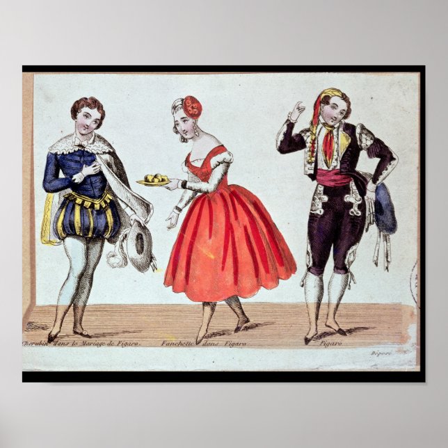Poster Cherubino, Fanchette et Figaro (Devant)