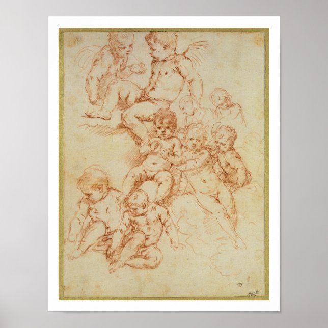 Poster Cherubs, début du 17ème siècle (craie rouge sur pa (Devant)