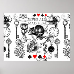 Poster cheshire cat classique alice dans l'art du pays de