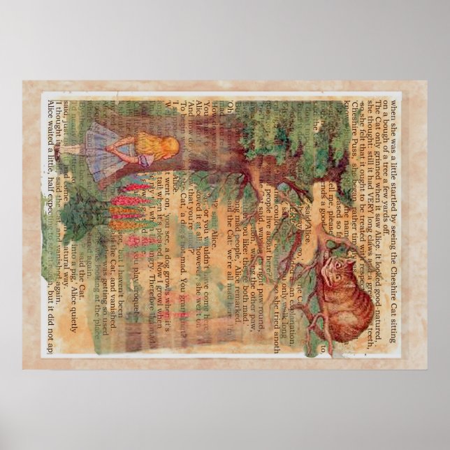 Poster Cheshire cat et Alice (Devant)