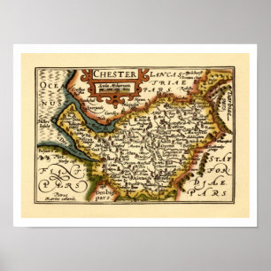 Poster Cheshire (Chester) Comté Angleterre Carte Antiquai