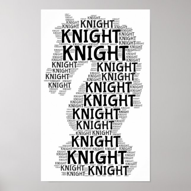 Poster Chess Knight Word Image (Devant)