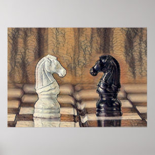 Poster Chess Knights Chess Board