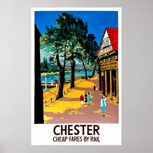 Poster Chester, Angleterre, dock de ville, gare