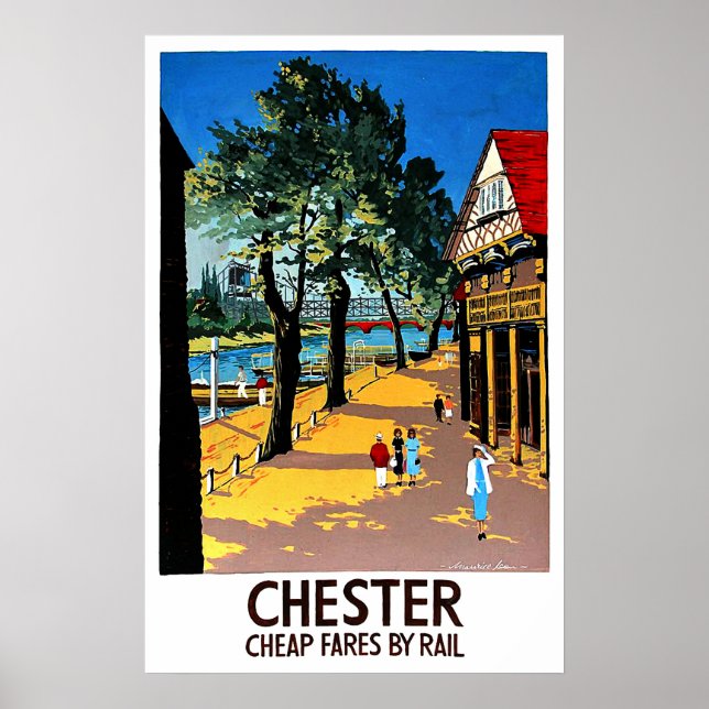 Poster Chester, Angleterre, quai de ville, gare (Devant)