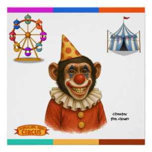 Poster Chester le clown chimpanzé