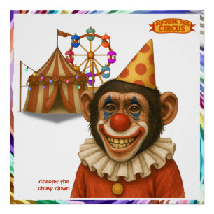 Poster Chester le clown chimpanzé