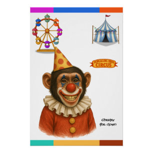 Poster Chester le clown chimpanzé