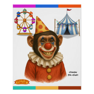Poster Chester le clown chimpanzé