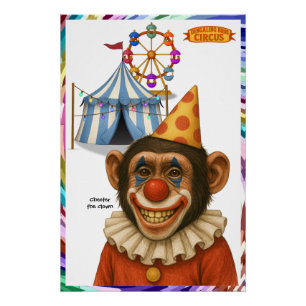 Poster Chester le clown chimpanzé