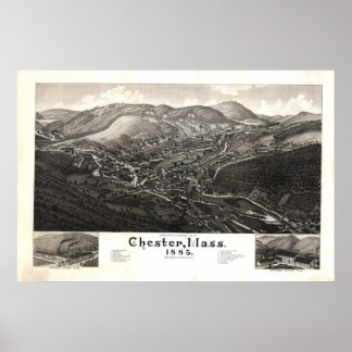 Poster Chester Massachusetts 1885 Antique Carte Panoramiq