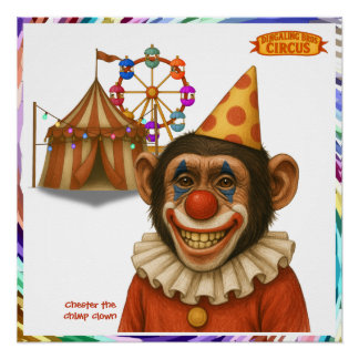 Poster Chester the chimp clown