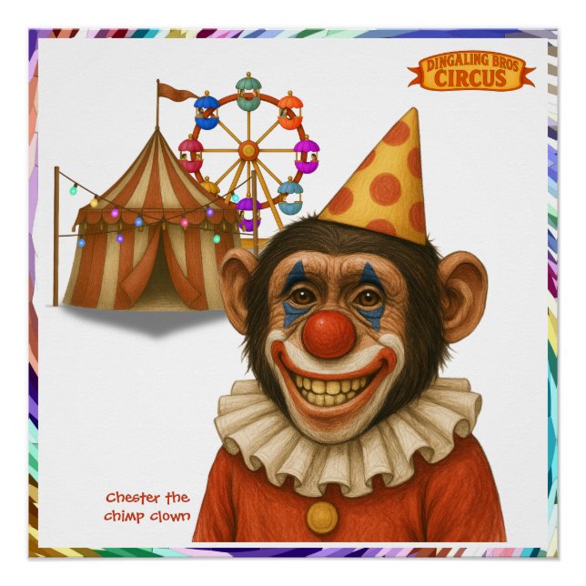 Poster Chester the chimp clown (Devant)