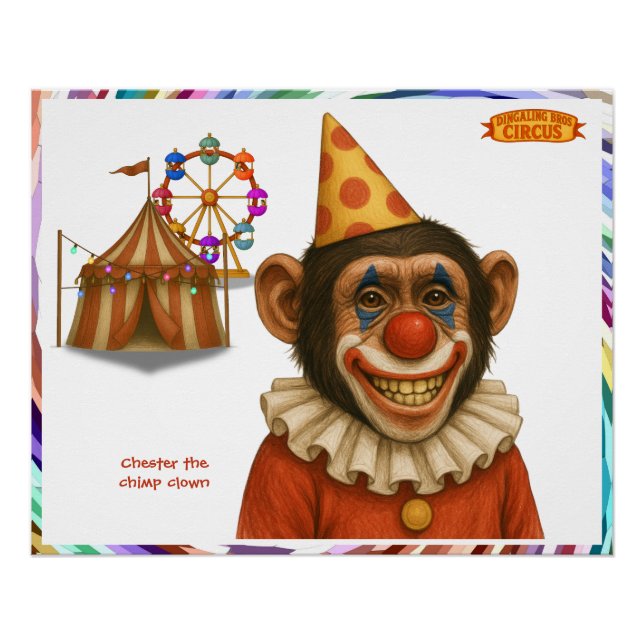 Poster Chester the chimp clown (Devant)