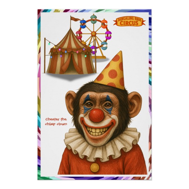 Poster Chester the chimp clown (Devant)