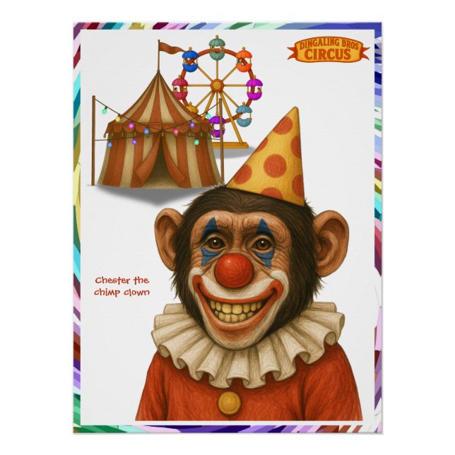 Poster Chester the chimp clown (Devant)